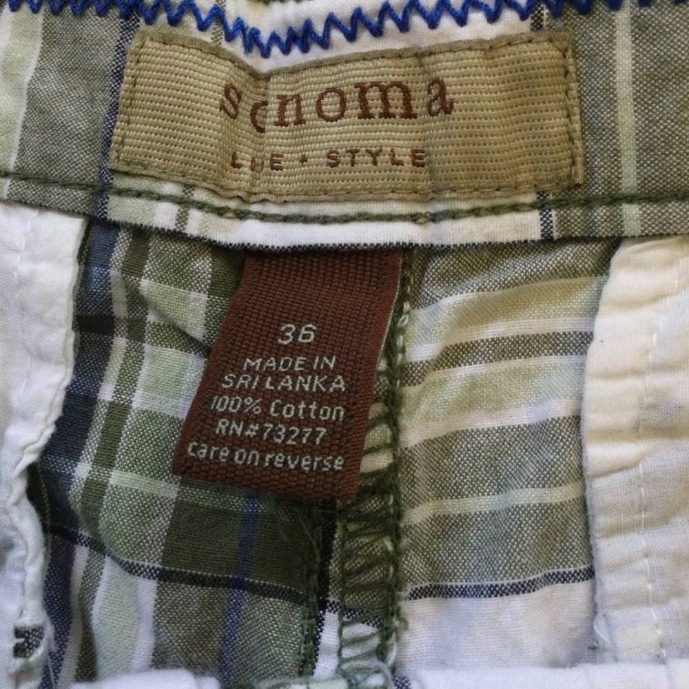 Green Blue Beige Plaid Shorts - Picture 5 of 5